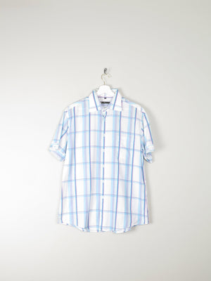 Men's White Cotton Check Short Sleeve Ben Sherman Shirt L - The Harlequin