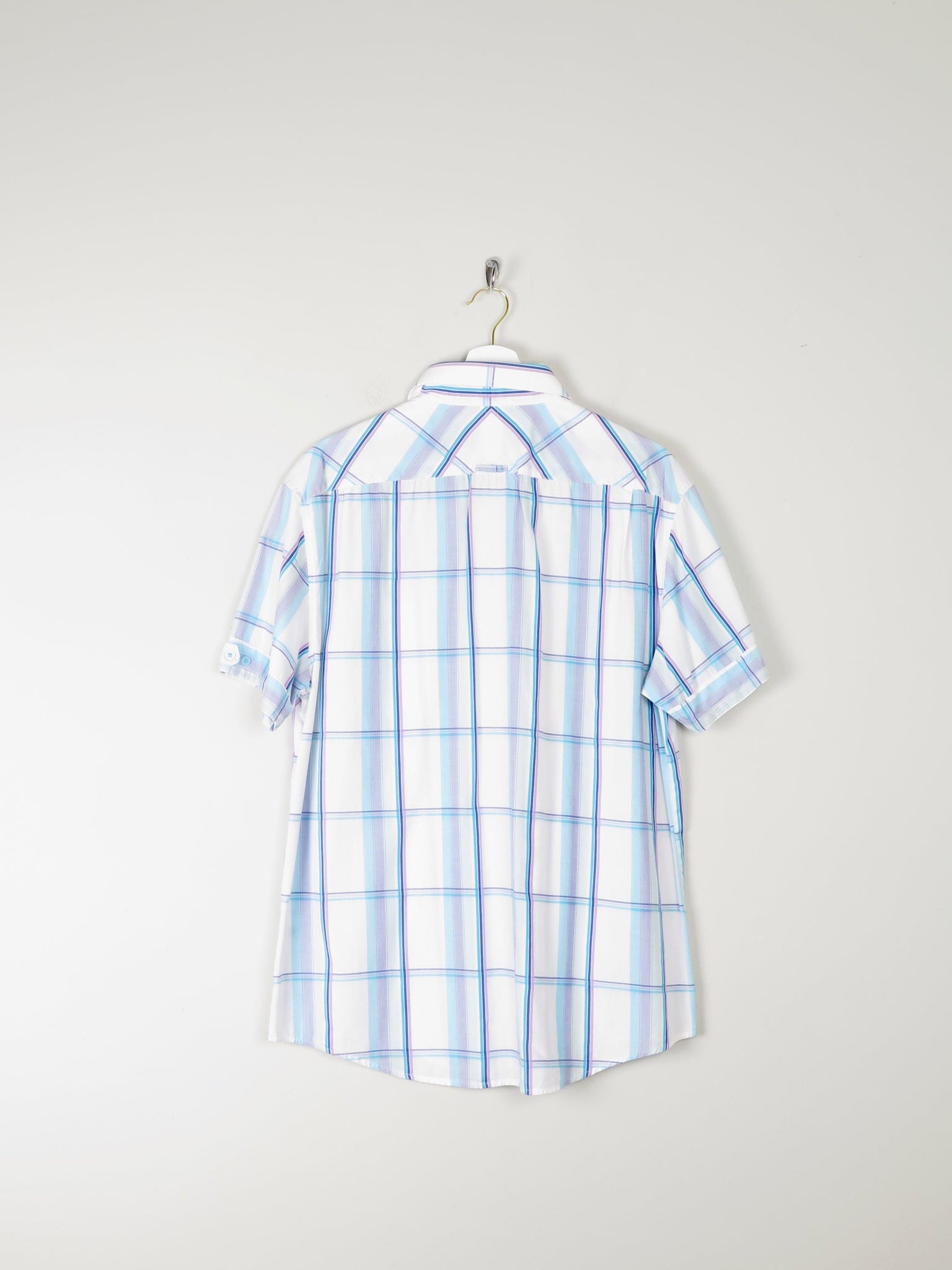 Men's White Cotton Check Short Sleeve Ben Sherman Shirt L - The Harlequin