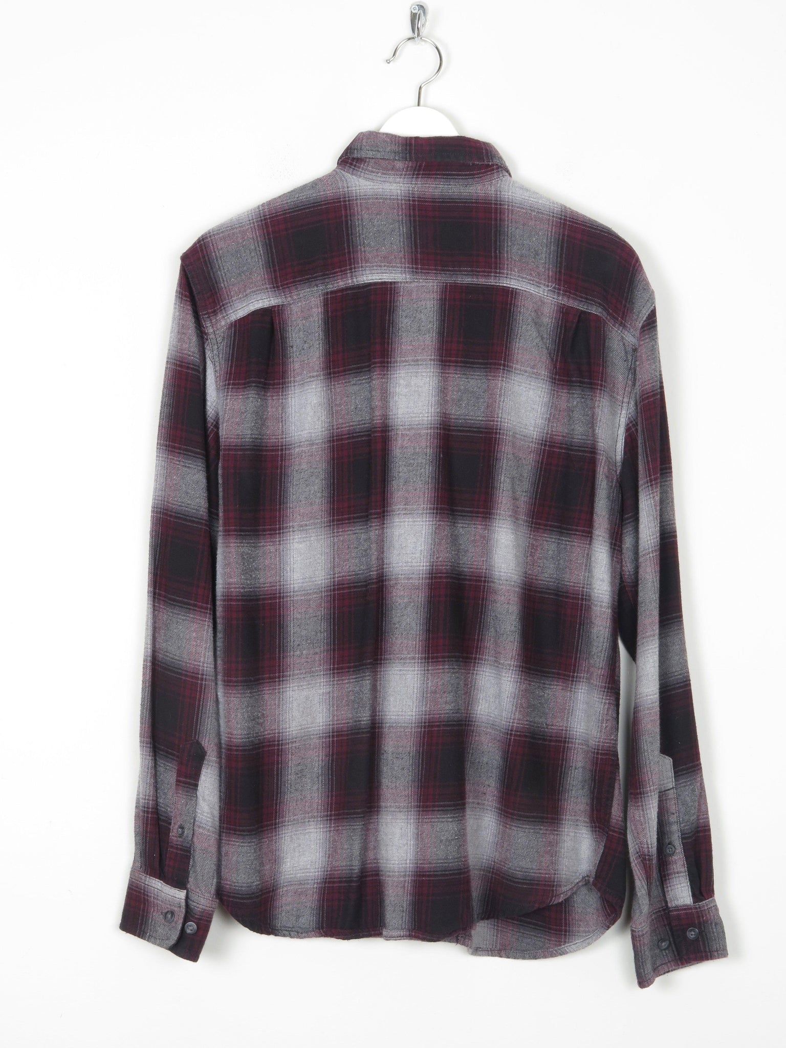 Men's Wine & Grey Vintage Style Flannel Shirt M - The Harlequin