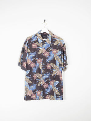 Mens Black Printed Hawaiian Shirt M - The Harlequin