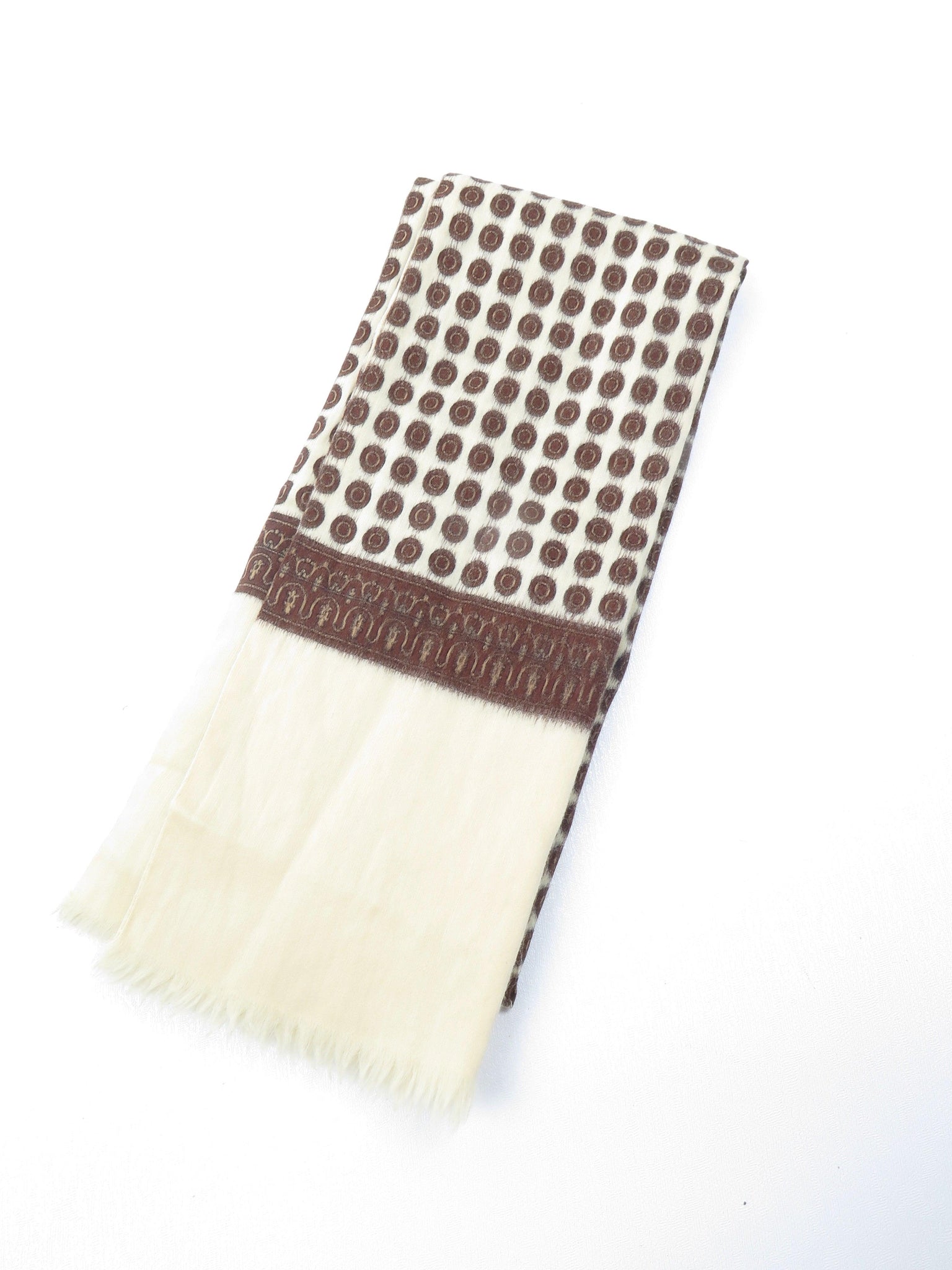 Mens Classic Vintage Cream & Brown Printed Cravat Style Scarf - The Harlequin