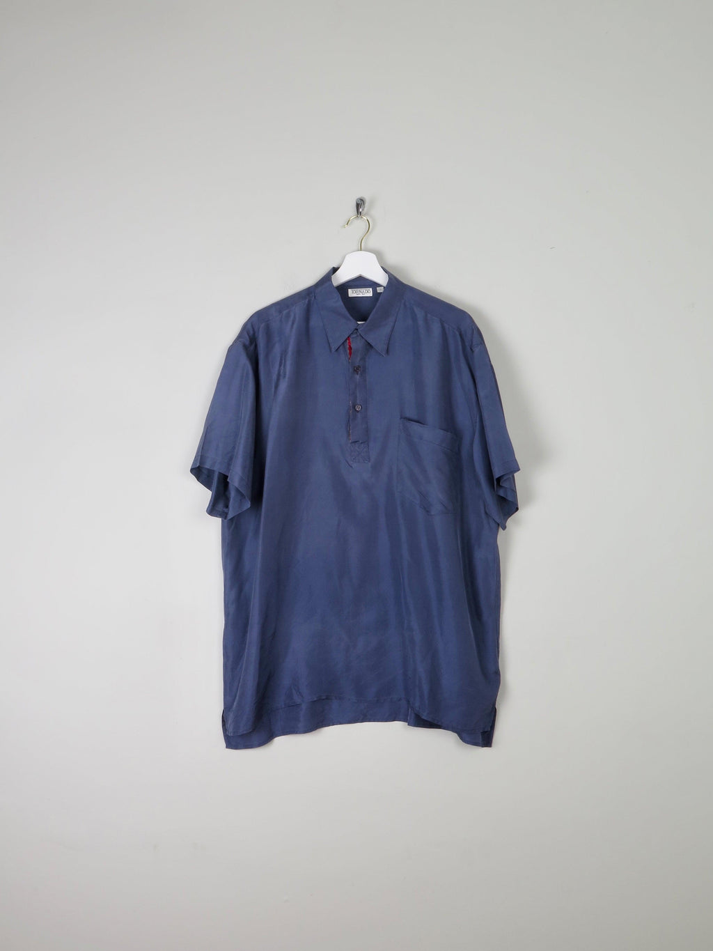 Mens Navy Silk Oversized  Shirt L - The Harlequin