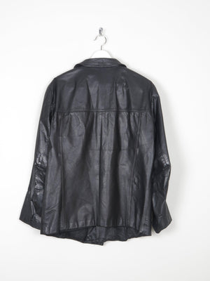 Mens  Vintage 1970s Black Leather Jacket M/L - The Harlequin