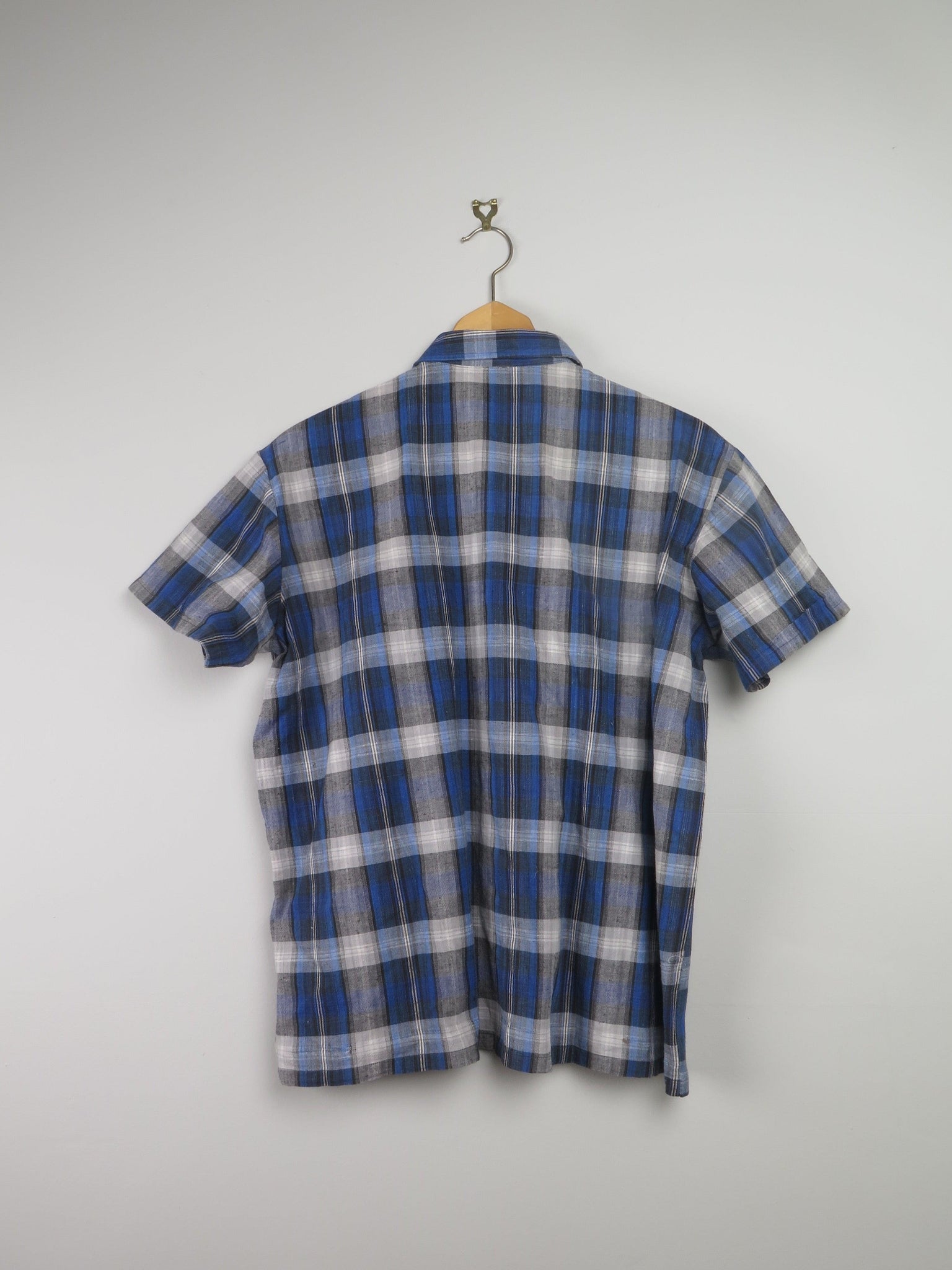 Mens Blue Check 1960s Shirt XS - The Harlequin