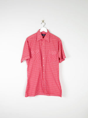 Mens Red Check  1970s Shirt M - The Harlequin