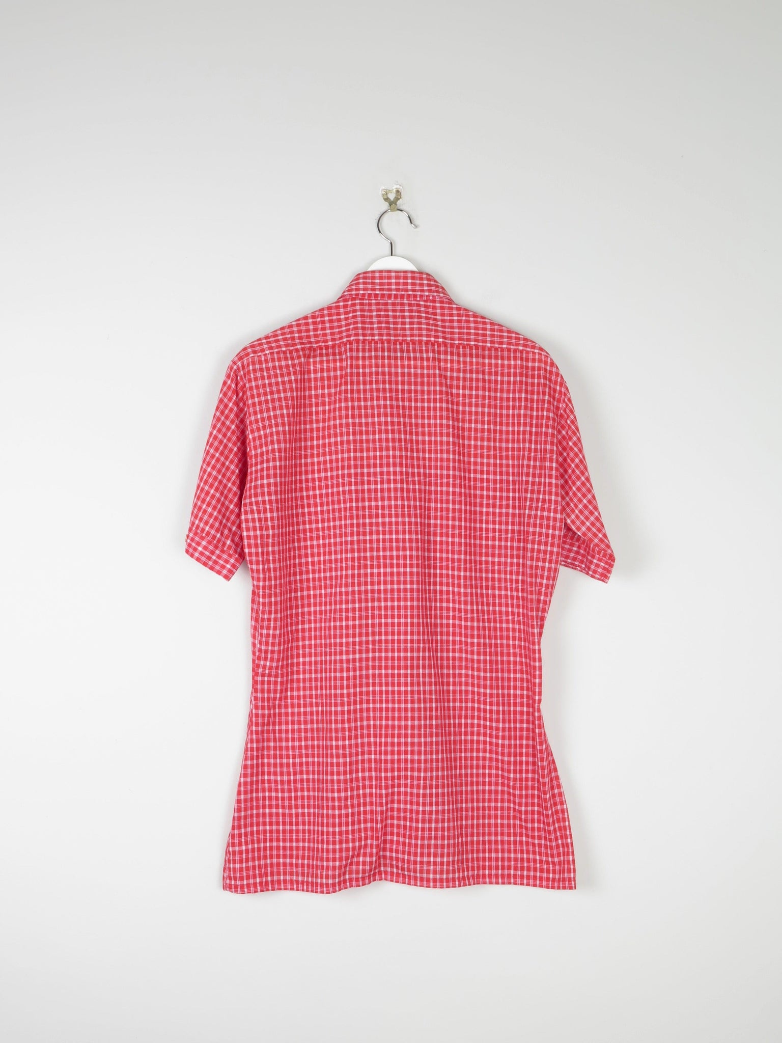 Mens Red Check  1970s Shirt M - The Harlequin