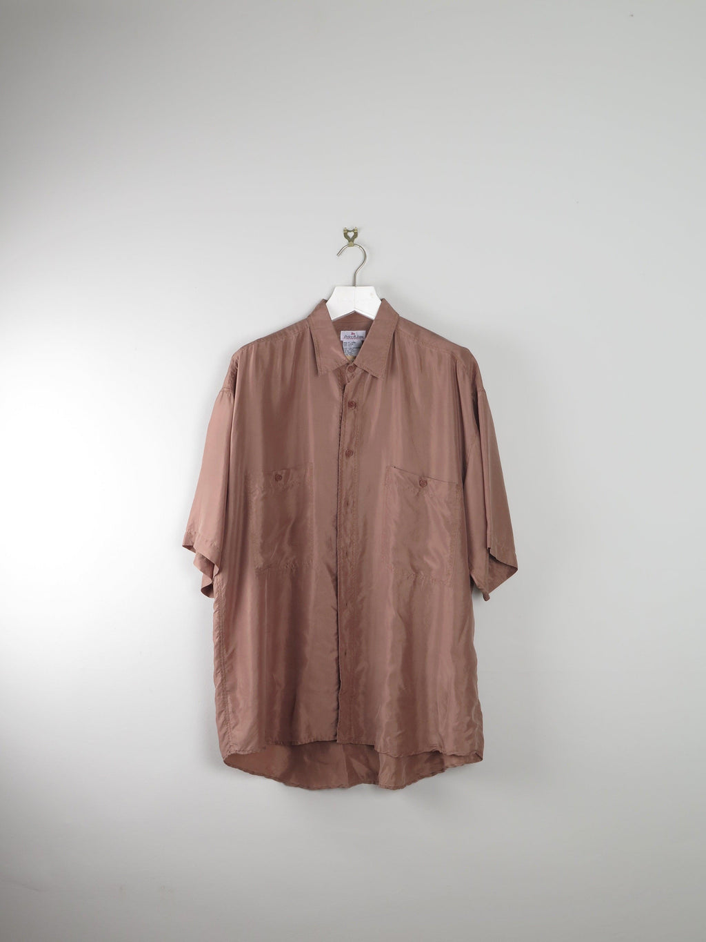 Mens Silk Shirt Brown/ Caramel M - The Harlequin
