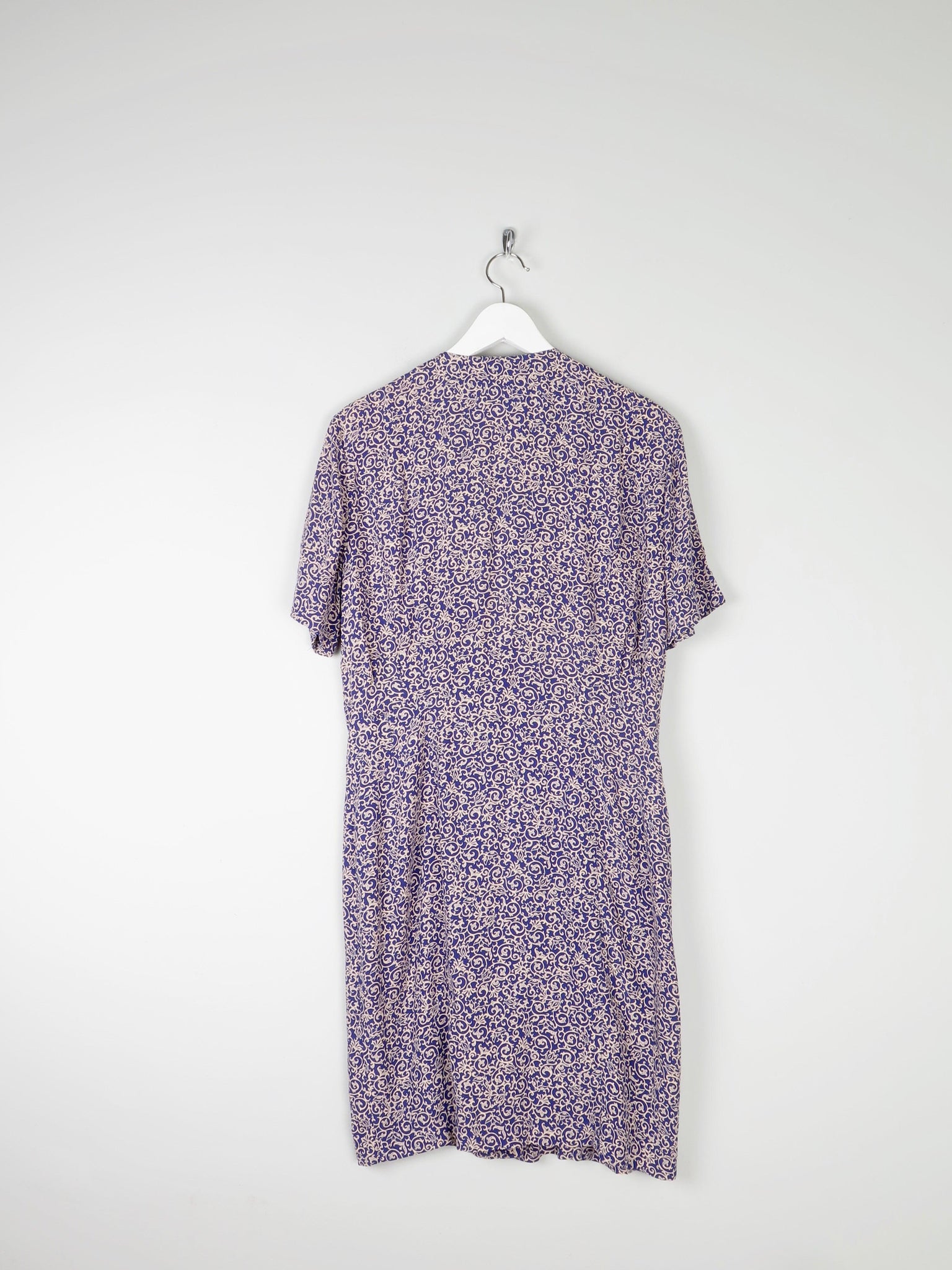 Navy Printed Knee Lenght Button Down Dress 10 - The Harlequin