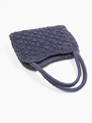 Navy Vintage  Crochet Hand Bag - The Harlequin