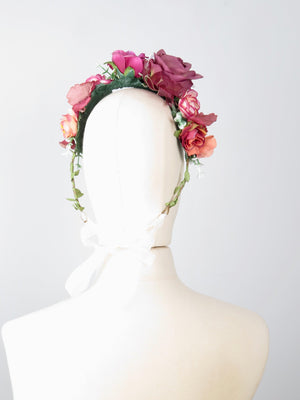 New Floral Vintage Style Headpiece Wine & Pink - The Harlequin