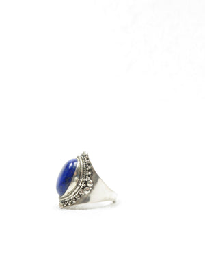 Oval Silver & Lapis Ring - The Harlequin