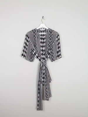 Printed Vintage Black & White Oversized Windmoor Short Sleeved Blouse L - The Harlequin