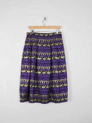 Purple & Gold Metalic Lurex Full Skirt 31" W - The Harlequin