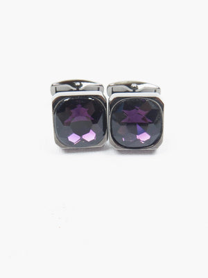 Purple Glass & Silver Cufflinks - The Harlequin
