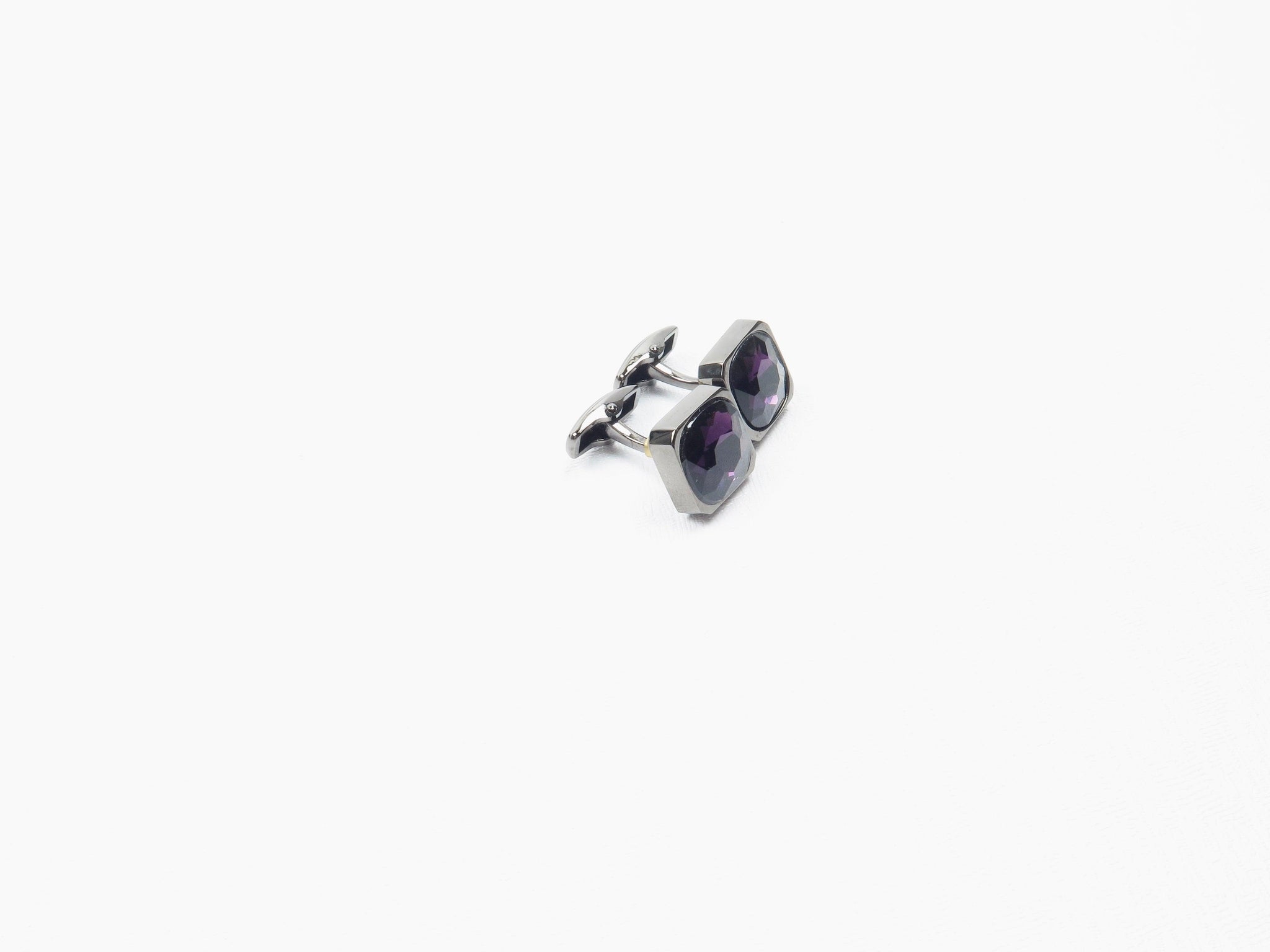 Purple Glass & Silver Cufflinks - The Harlequin