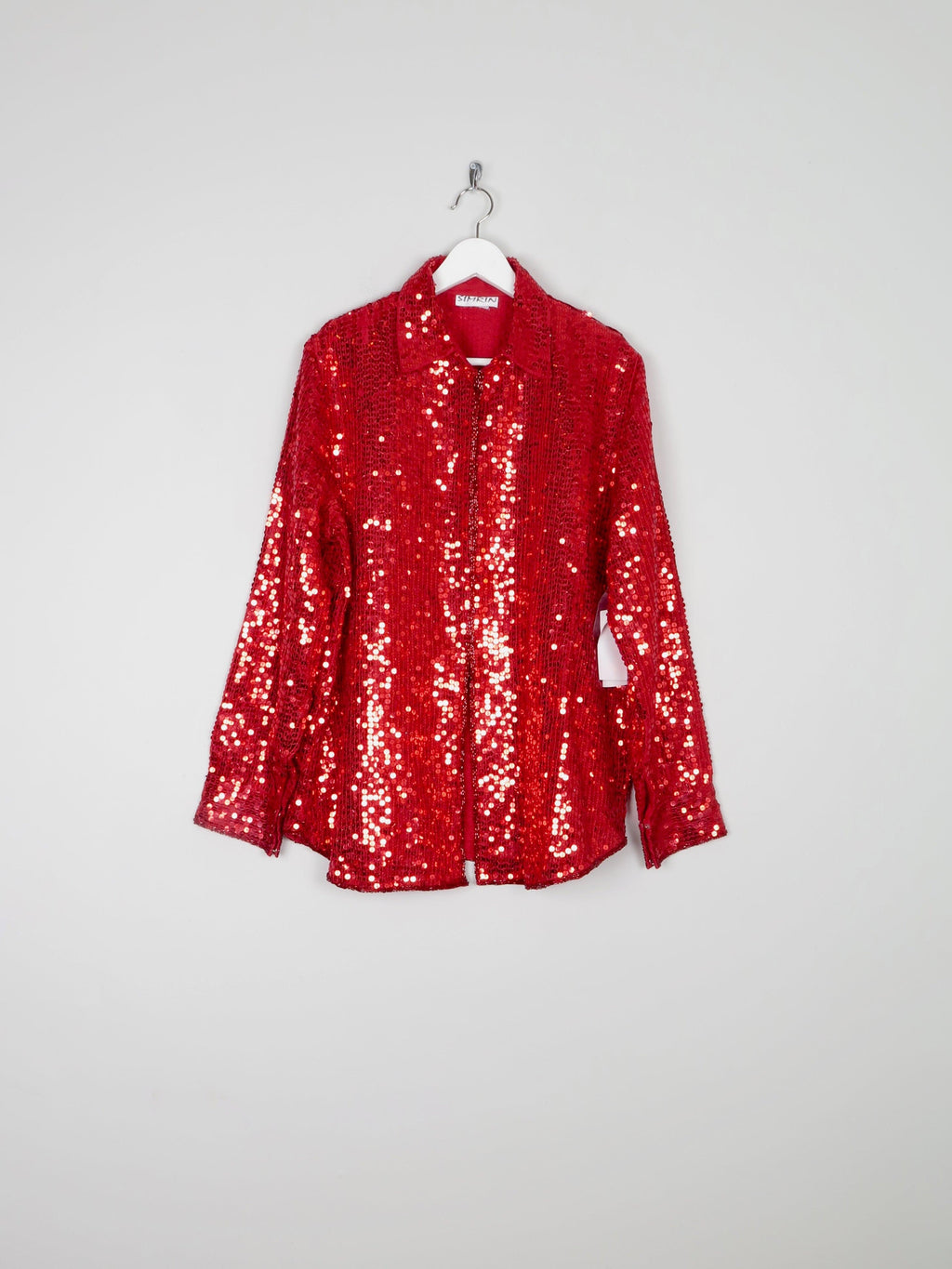 Red Sequin Vintage Shirt/Blouse M/L - The Harlequin