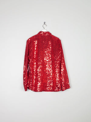 Red Sequin Vintage Shirt/Blouse M/L - The Harlequin