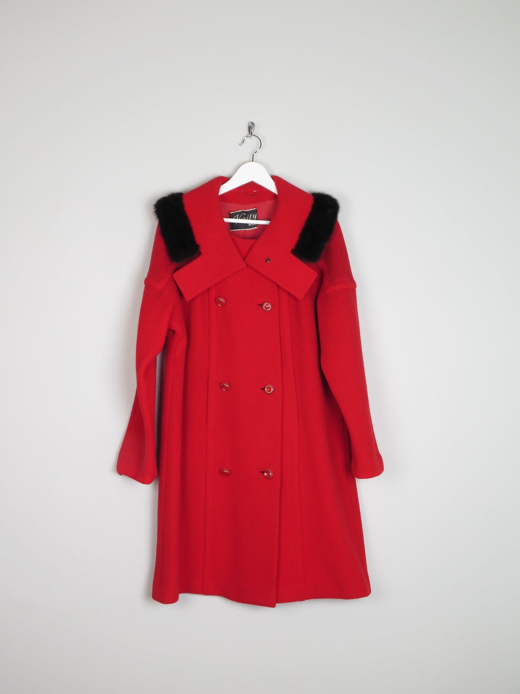 Red Vintage 1950s Red Fur Trimmed Coat S - The Harlequin