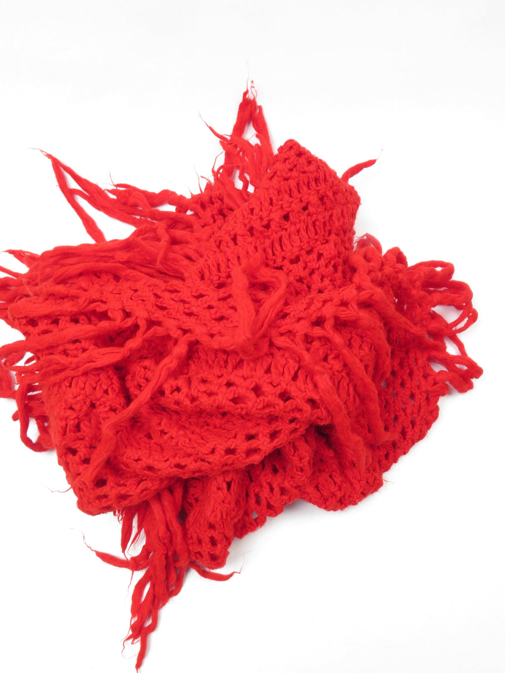 Red Vintage Crochet Large Scarf/Shawl - The Harlequin