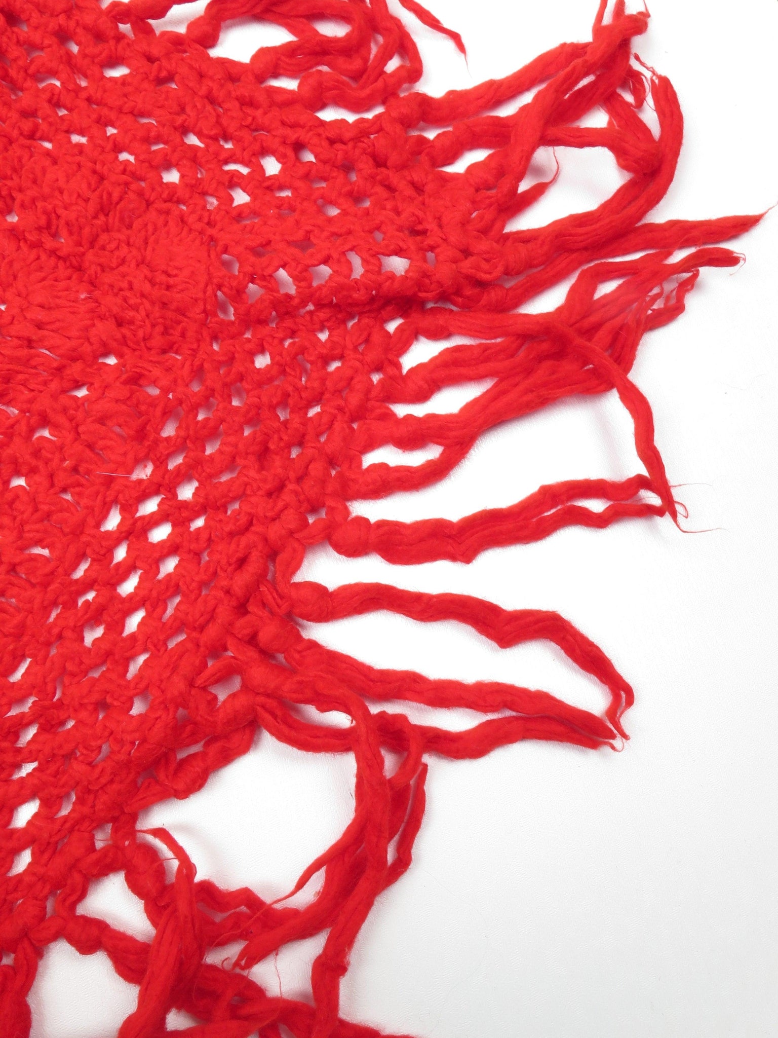 Red Vintage Crochet Large Scarf/Shawl - The Harlequin