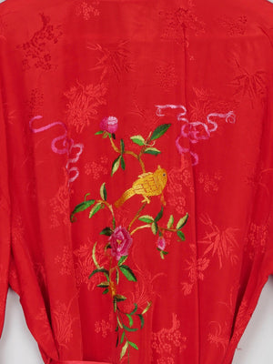 Red Vintage Long Kimono S/M - The Harlequin