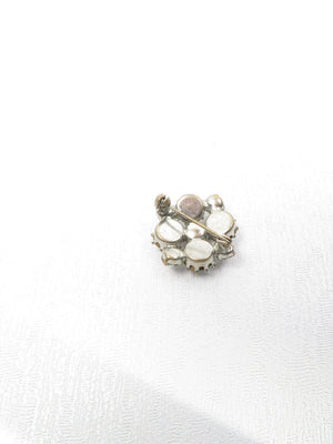 Silver Coloured Diamanté  Small Brooch - The Harlequin