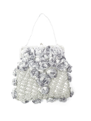 Silver Vintage Crochet Style Evening Bag - The Harlequin