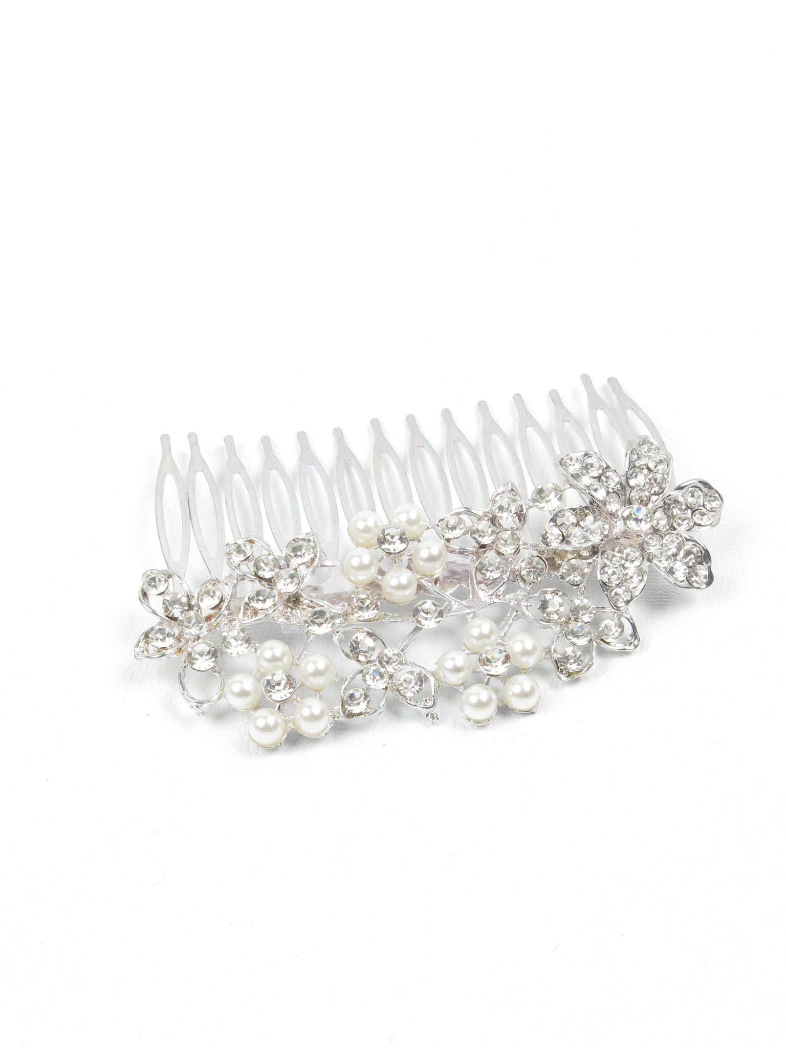 Silver Vintage Style Diamante & Pearl Hair Comb - The Harlequin