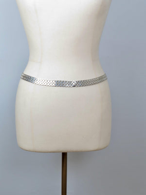 Silver Vintage Textured Belt S/M - The Harlequin