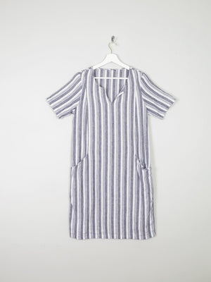 Linen & Cotton Striped Grey & Black Tunic Dress S - The Harlequin