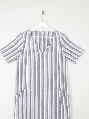 Linen & Cotton Striped Grey & Black Tunic Dress S - The Harlequin