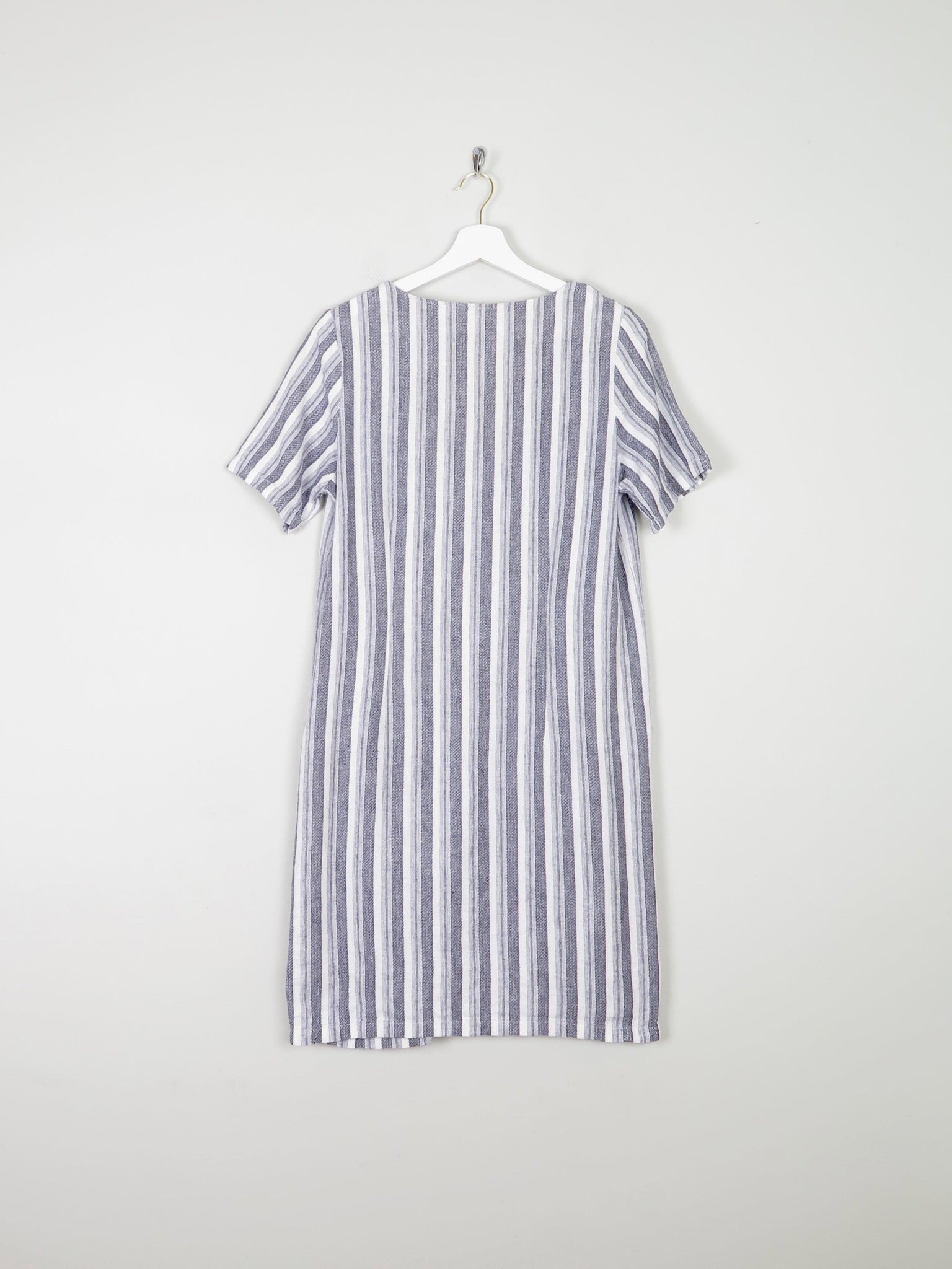 Linen & Cotton Striped Grey & Black Tunic Dress S - The Harlequin