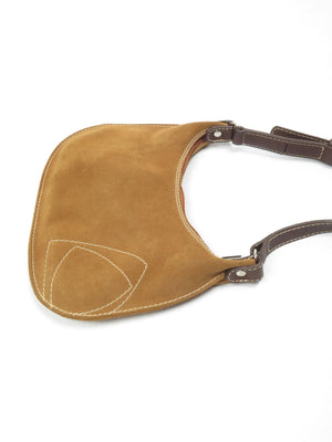 Suede Liz Claiborne Tan Vintage saddle Shoulder Bag - The Harlequin