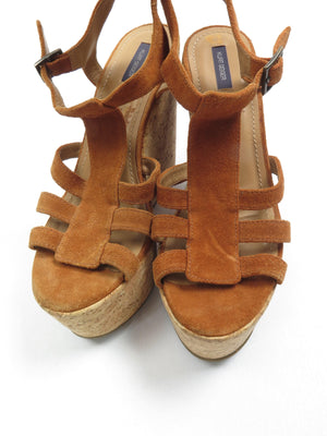 Tan Suede & Cork Vintage Style Kurt Geiger Wedge Shoes 40/7 - The Harlequin