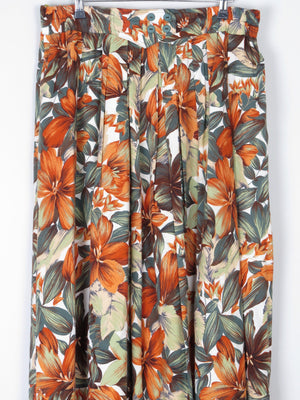 Tropical Print Knee Length Vintage Skirt L/XL - The Harlequin