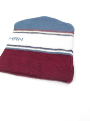 Unisex Wool Ski Hat Blue & Wine - The Harlequin