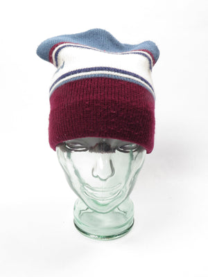 Unisex Wool Ski Hat Blue & Wine - The Harlequin