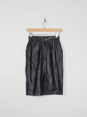 Black Leather Fitted Skirt 24" XXS - The Harlequin