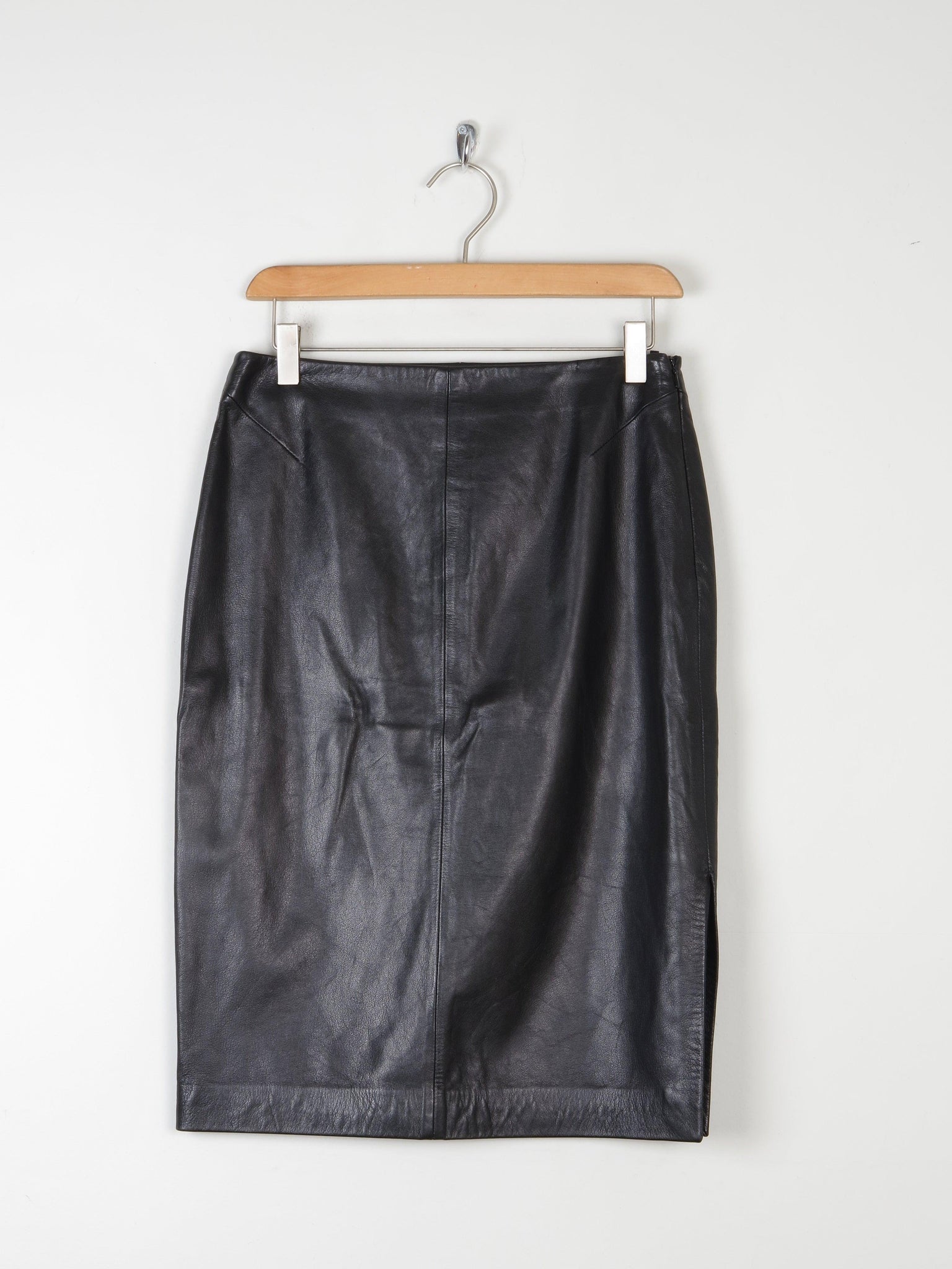 Black Leather Vintage Pencil Skirt 8/10 28" - The Harlequin