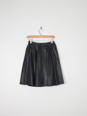 Vintage Black Leather Skater Mini Skirt 26"/6/8 - The Harlequin