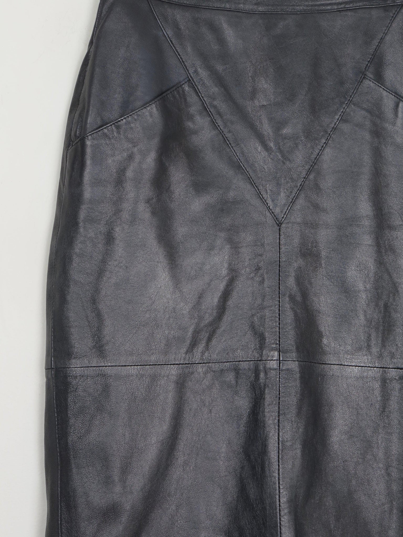 Vintage Black Leather Skirt 26" 6/8 XS - The Harlequin