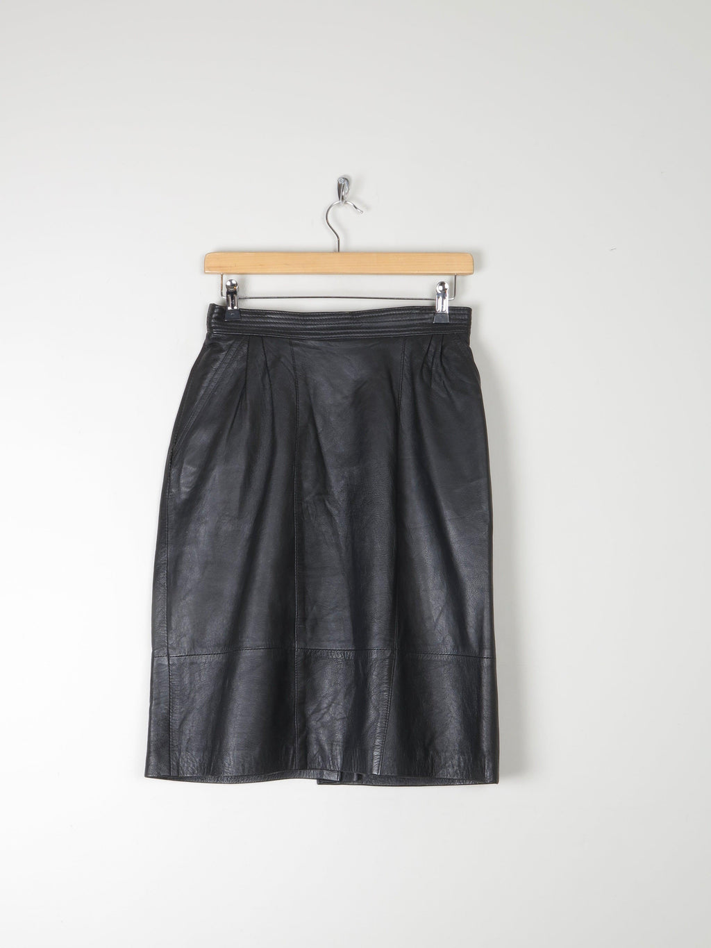 Black Leather Vintage Short Skirt 28" S - The Harlequin