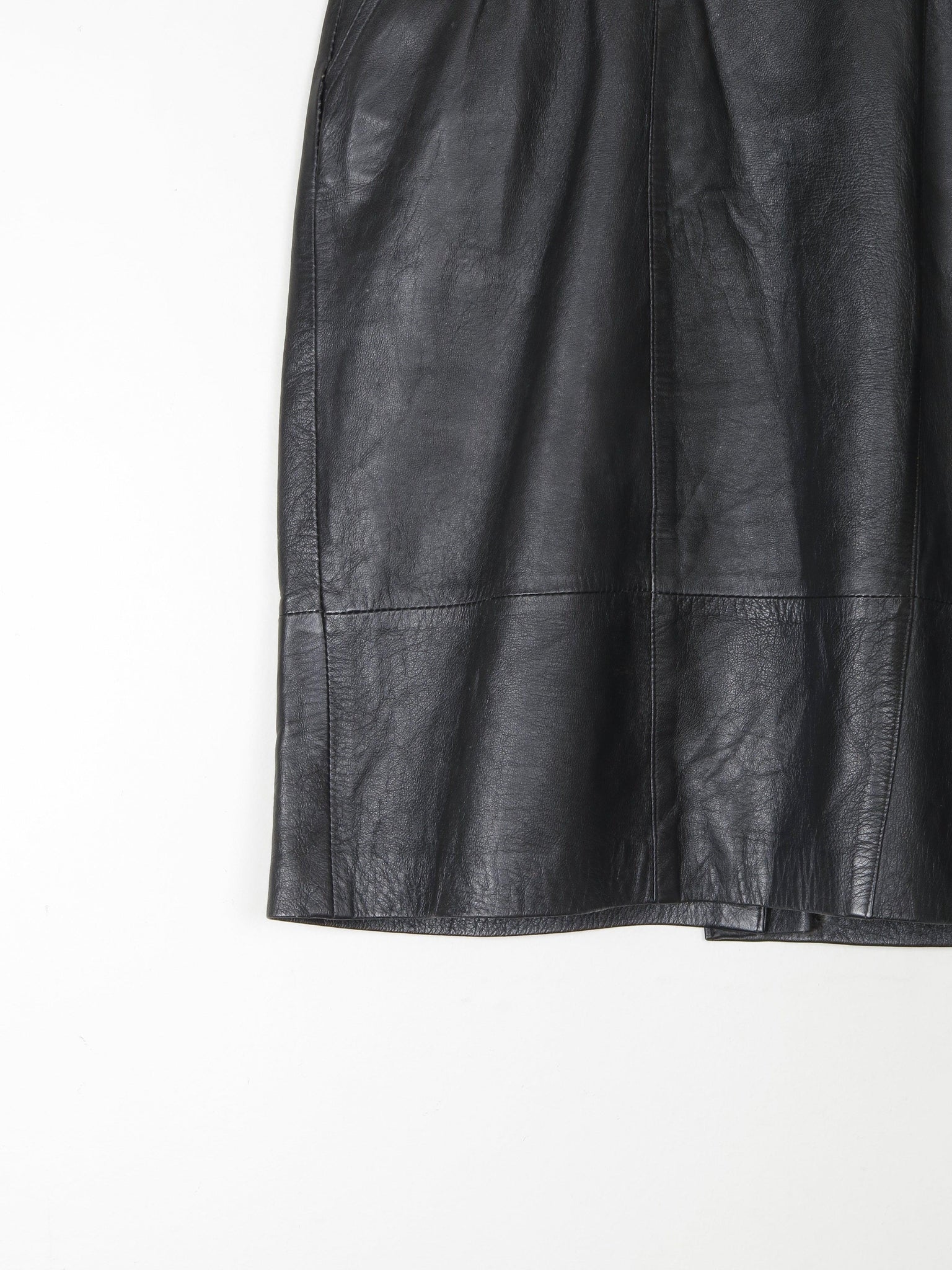 Black Leather Vintage Short Skirt 28" S - The Harlequin