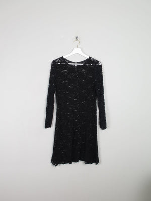 Black Short Lace Vintage Skater Dress S - The Harlequin
