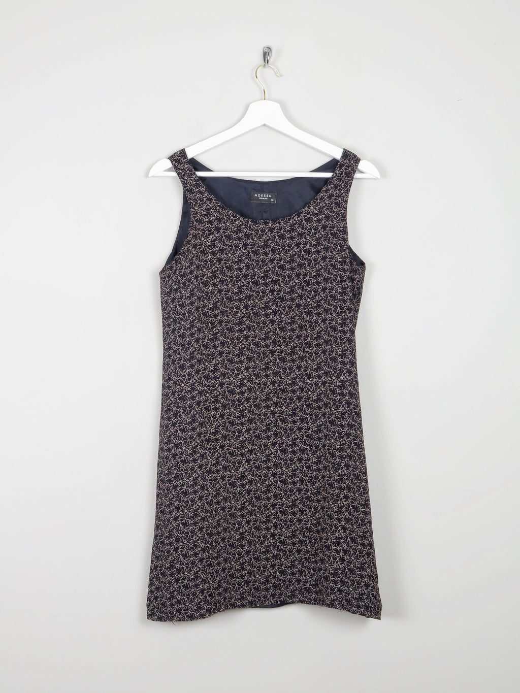 Black Short Printed Vintage Dress With Scoop Neckline S - The Harlequin