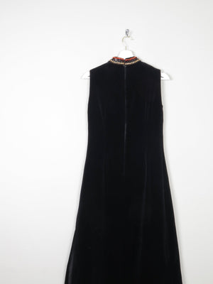 Black Velvet 1960s/70s Maxi Dress With Keyhole Beading Detail 6/8 XS - The Harlequin