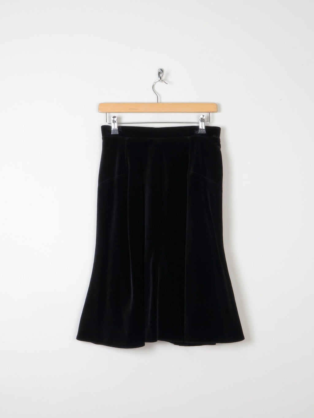 Vintage Black Velvet 1970s Skirt Bias Cut 8/10 Approx - The Harlequin