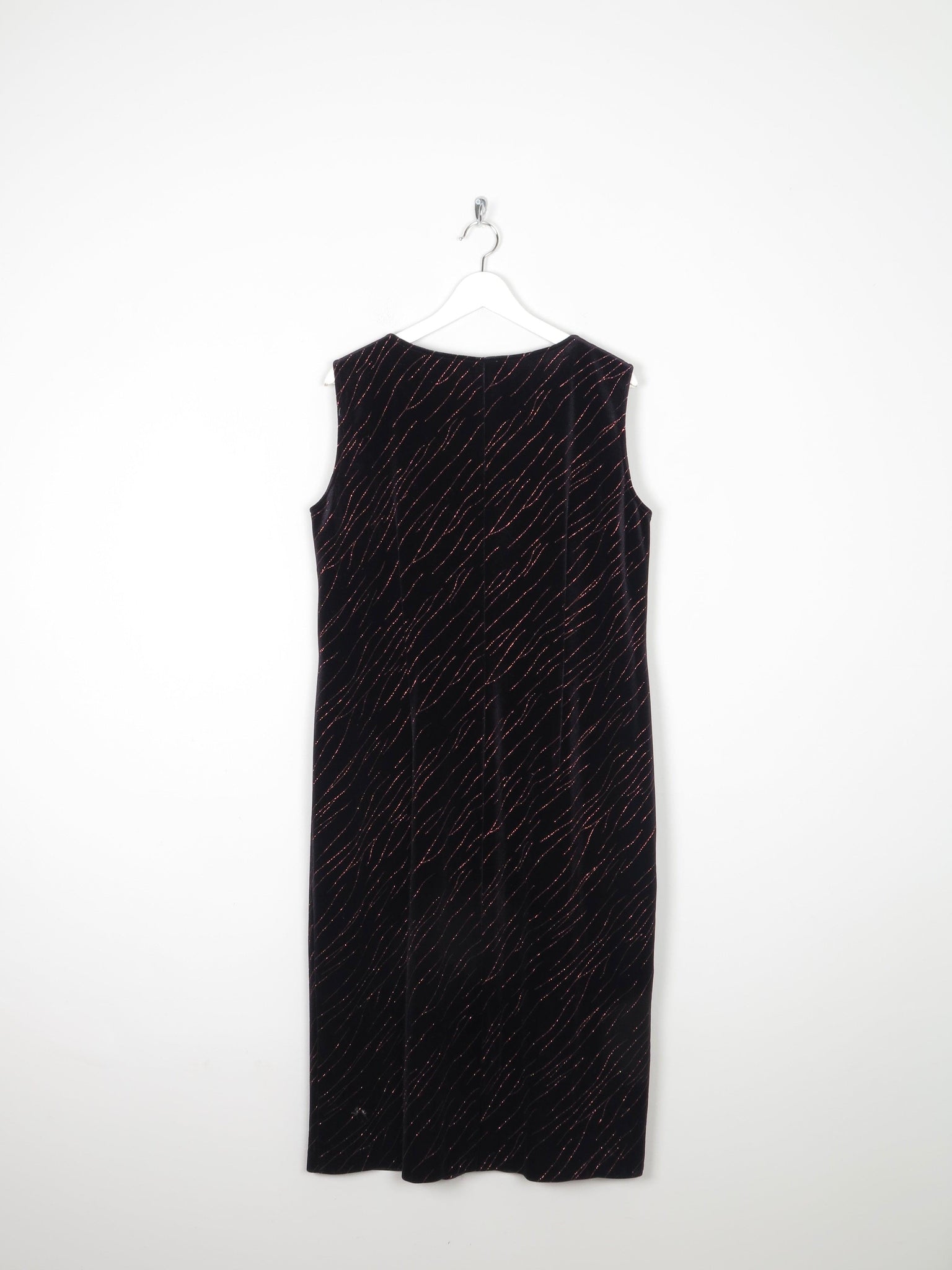 Black Velvet & Lurex Vintage Midi Dress L/XL - The Harlequin