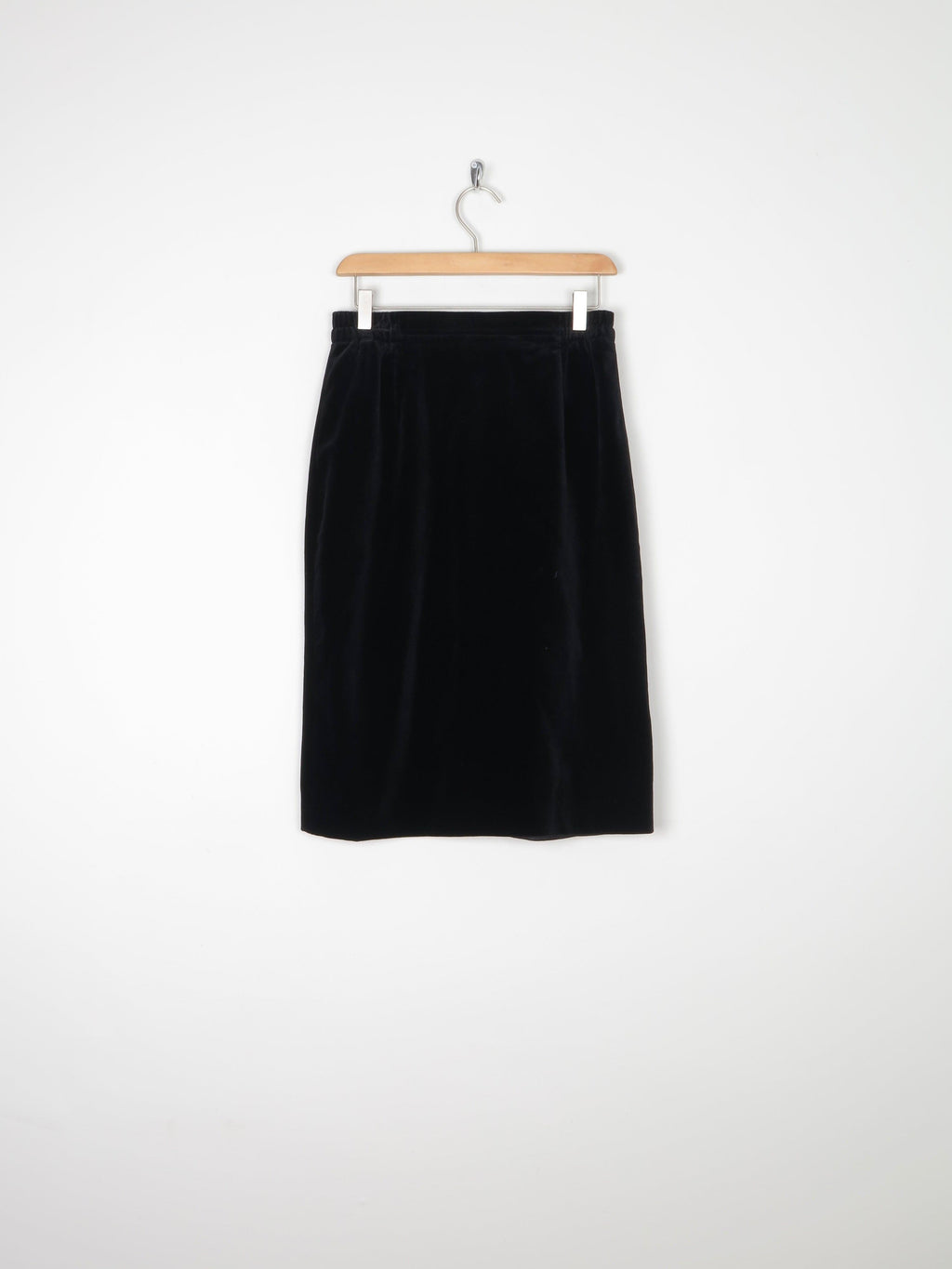 Black Velvet Pencil Vintage Skirt S - The Harlequin