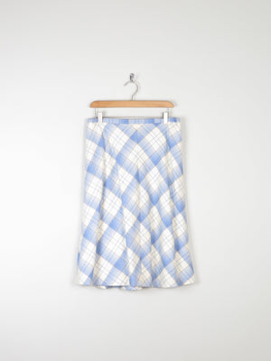 Blue & White Check Knee Length Chevron Cut Skirt 31W 10/12 Approx - The Harlequin